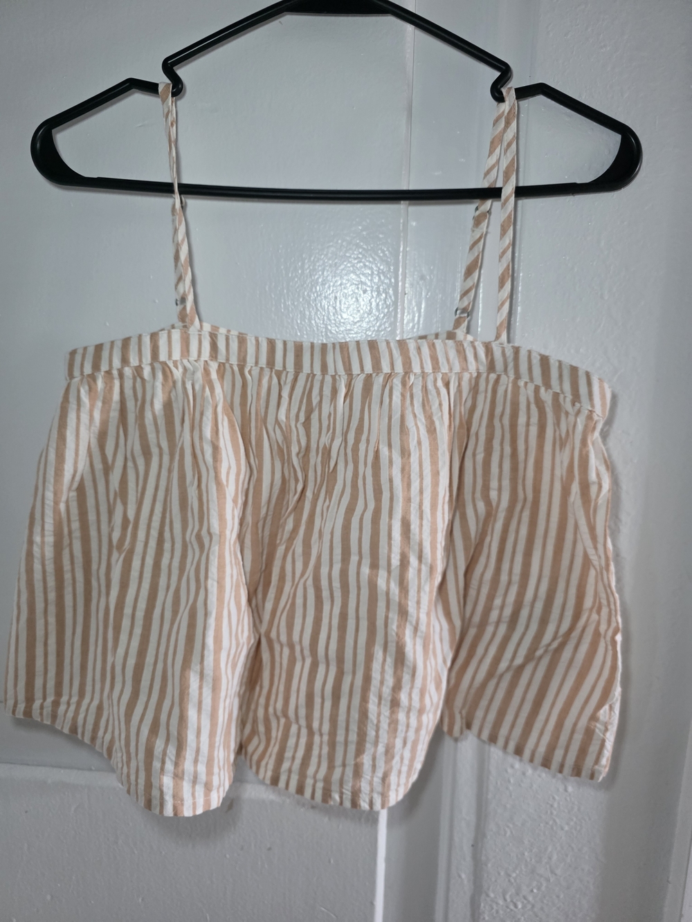 Rip Curl Beige and White Striped Spaghetti Strap Crop Top